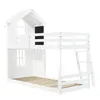 A white bunk bed with a house-like structure on top, shown against a white background. Anteprima dell’immagine prodotto