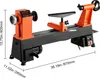 A wood lathe machine is shown from a side angle with dimensions indicated. Anteprima dell’immagine prodotto
