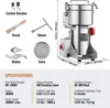 A product image displaying a stainless steel grinder with its accessories and a detailed specifications list. Voir les images du produit