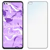 A smartphone screen protector and a smartphone with a purple abstract wallpaper. Produktbild-Vorschau