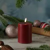 LED Stumpenkerze MIA - Echtwachs - realistische 3D Flamme - H: 10cm - Batteriebetrieb - weinrot Produktbild-Vorschau