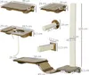 A diagram showing the dimensions of various components of a cat climbing wall set. Produktbild-Vorschau