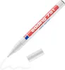 A white Edding 751 paint marker with its cap off, showing a white line drawn on a white background. Produktbild-Vorschau