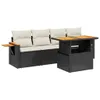 5-tlg. Garten-Sofagarnitur mit Kissen Schwarz Poly Rattan Produktbild-Vorschau 1