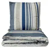 Mikrofaser Bettwäsche-Set 135x200 cm 80x80 cm Blau Beige Produktbild-Vorschau 1