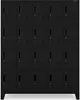 A view of a black locker unit with 15 individual compartments. Produktbild-Vorschau