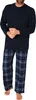 Herren Schlafanzug lang, Pyjama mit karierter Flanell-Hose Produktbild-Vorschau 1