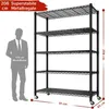 A grey silhouette of a man stands next to a black metal shelving unit, with dimensions indicated by text and lines. Produktbild-Vorschau