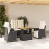 vidaXL 4-tlg. Garten-Essgruppe mit Kissen Schwarz Poly Produktbild-Vorschau 2