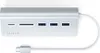 A silver Satechi USB-C hub with multiple ports and a connected USB-C cable, shown against a white background. Náhled obrázku produktu