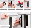 Instructions for installing adhesive cabinet handles, showing before and after. Produktbild-Vorschau