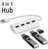 A white USB hub with four ports and two USB flash drives are displayed on a white background. Podgląd zdjęcia produktu