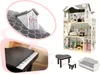 Drevený domček pre bábiky z MDF + nábytok 122cm XXL LED Náhľad obrázku produktu 3