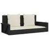 A black rattan swing bench with cream cushions, shown against a white background. Náhľad obrázku produktu