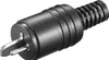 A close-up studio shot of a black speaker plug with silver metal contacts. Produktbild-Vorschau