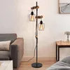 ZMH lampe sur pied 2 ampoules salon bois lampe de sol noire Voir les images du produit 1