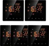 A collage of five identical smart digital thermostats displayed on a white background. Produktbild-Vorschau
