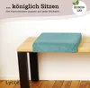A turquoise corduroy seat cushion is placed on a wooden bench with black legs. Anteprima dell’immagine prodotto