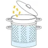 A pot with boiling water and pasta being added. Náhľad obrázku produktu