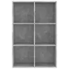A front view of a gray, six-compartment bookshelf against a white background. Produktbild-Vorschau