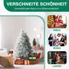A collage of images showing a snowy Christmas tree in a room, people exchanging gifts at home, in an office, and in a store. Voir les images du produit