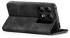A black flip case for a smartphone is shown from a side angle, with the front cover open. Produktbild-Vorschau