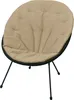 A beige cushion on a black chair with black legs, isolated on a white background. Produktbild-Vorschau