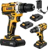A collection of cordless drills, batteries, and a charger are displayed against a white background. Produktbild-Vorschau
