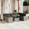 10-tlg. Garten-Sofagarnitur mit Kissen Grau Poly Rattan Produktbild-Vorschau 2