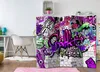 5-teiliger Doppelseitiger Vlies Paravent - Purple Graffiti Produktbild-Vorschau 2