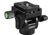 A black camera tripod head with a quick-release plate and leveling bubbles. Produktbild-Vorschau