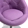 A close-up view of a purple upholstered chair with a silver base. Produktbild-Vorschau