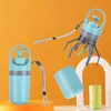 A product image showcasing a portable dog poop scooper and its accessories against an orange and white background. Produktbild-Vorschau