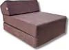 A brown foldable mattress/chair is shown on a white background. Produktbild-Vorschau