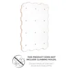 A white climbing wall module with pre-drilled holes, shown from the front against a white background. A graphic and text indicating that climbing holds are not included is present below the module. Produktbild-Vorschau