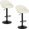 Two adjustable bar stools on a white background.
