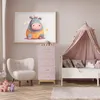A child's bedroom with a dresser, bed, and artwork. Náhled obrázku produktu