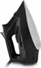 A black and silver Rowenta steam iron is shown against a white background. Produktbild-Vorschau