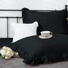 Czarna Pościel Premium Ruffy 140x200cm z satyny bawełnianej Podgląd zdjęcia produktu 2