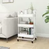 vidaXL 3 policový vozík bílý 43x34x79 cm ocel Náhled obrázku produktu 2