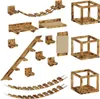A collection of wooden cat furniture pieces arranged on a white background. Produktbild-Vorschau