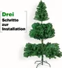 An artificial Christmas tree is shown in three sections, with text indicating installation steps. Podgląd zdjęcia produktu
