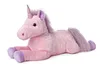 A plush unicorn toy lying down on a white background. Podgląd zdjęcia produktu