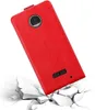 A red flip case for a smartphone is shown at an angle, with a cracked white surface beneath it, suggesting protection from drops. Náhled obrázku produktu