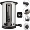 A stainless steel hot water dispenser with various close-up views of its features. Náhled obrázku produktu