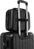 Close-up view of two stacked black suitcases with a silver telescopic handle. Náhled obrázku produktu