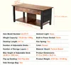 A diagram with dimensions and specifications for a lift-top coffee table. Náhľad obrázku produktu