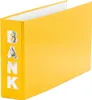 A yellow binder with the word BANK printed vertically on its spine. Produktbild-Vorschau
