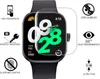A smartwatch screen protector is shown on a smartwatch, with feature callouts around it. Produktbild-Vorschau