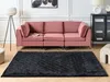A living room scene with a pink sofa and a black rug. Náhled obrázku produktu
